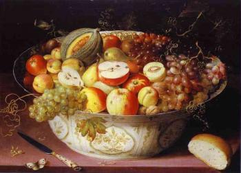 奧夏斯 貝爾 Still Life of fruit in a Wan-li Bowl